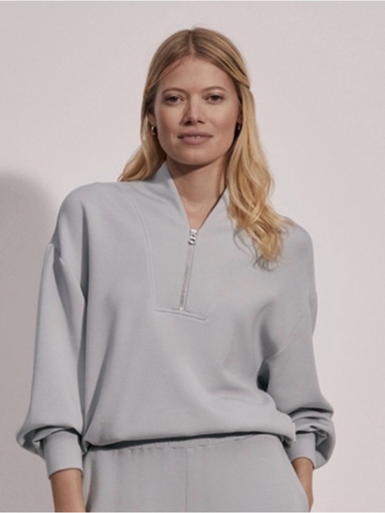 Varley Tops - Varley Light Gray Quarter-Zip Sweatshirt